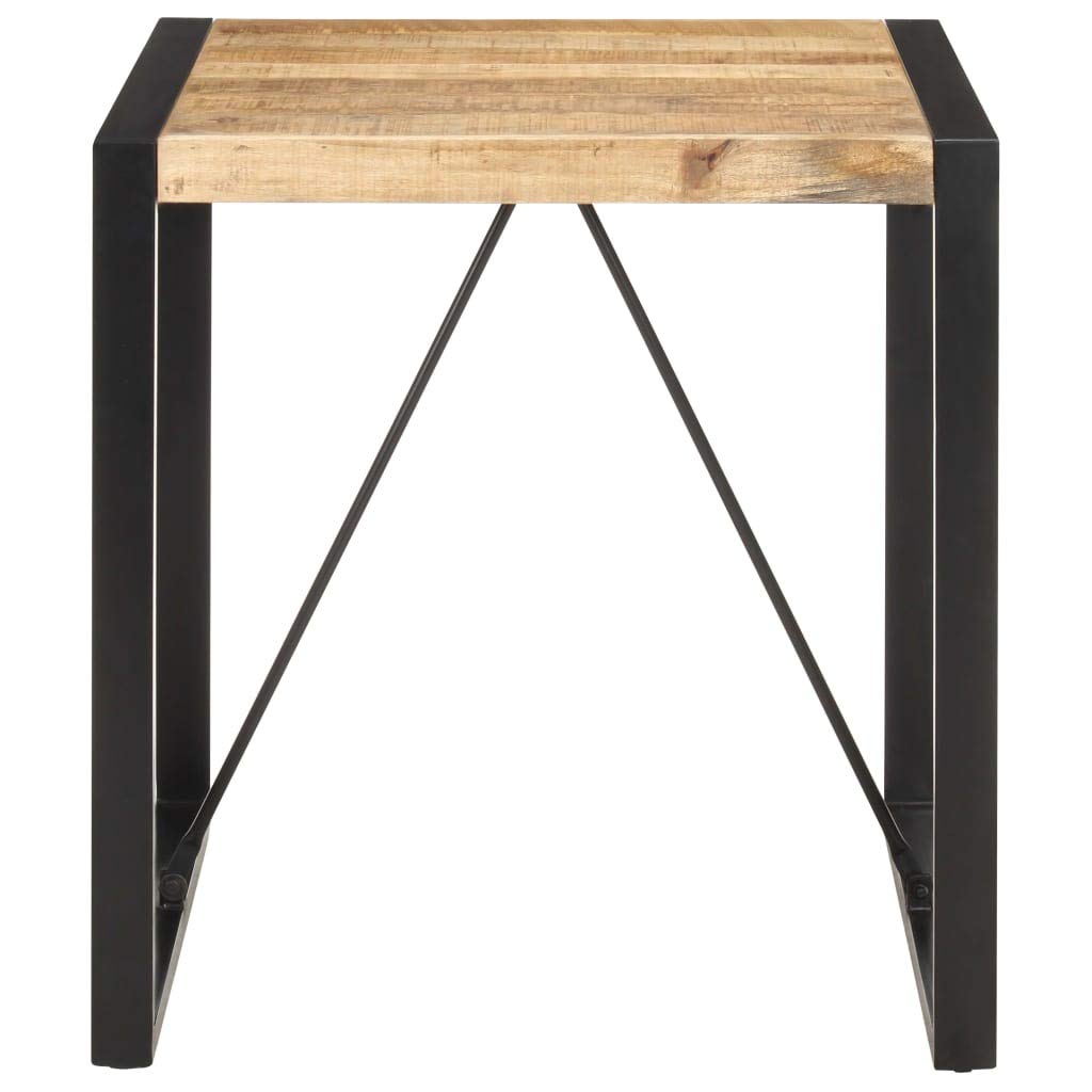 Tavolo da pranzo 70 x 70 x 75 cm in legno massello di mango grezzo con gambe in acciaio verniciato a polvere, tavolo da bistrot stabile e durevole