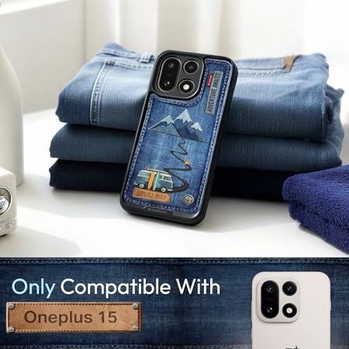 Image of KAPAVER Mag-X Sandstone Back Cover Case Compatible with MagSafe, Magnetic Case for OnePlus 15 (Denim Adventure)