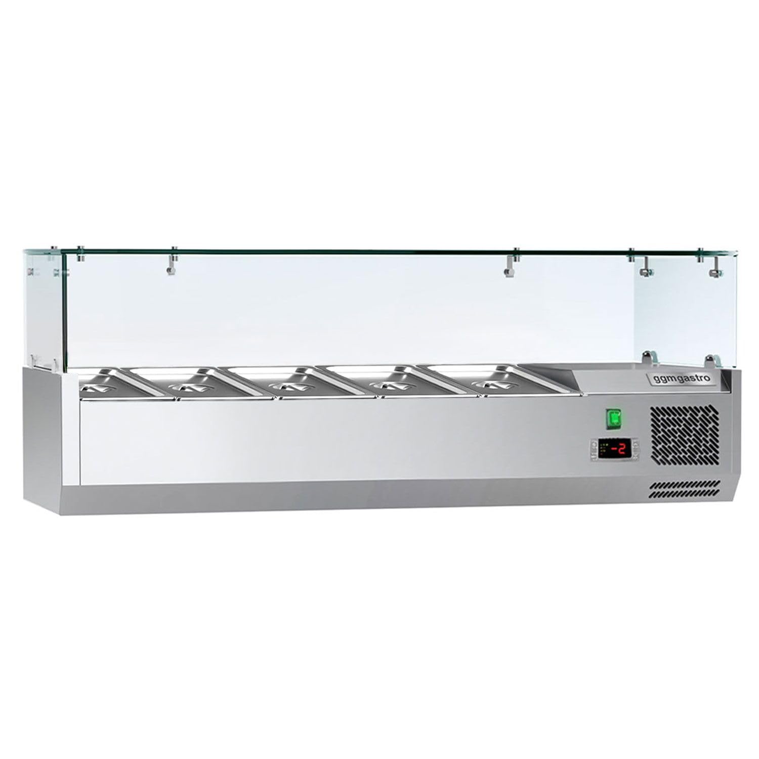 GGM Gastro | AGG123ND#07 | Kühlaufsatzvitrine ECO - 1200x335mm - 5x GN 1/4