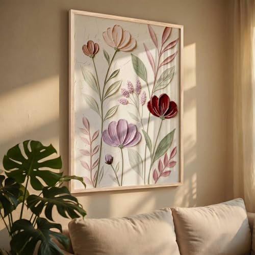 Image of kotart Floral Laef Wall Art Home Decoration | Aesthetic Paintings With Frame For Living Room Bed Room Hotel Wall Decor Digital Reprint (13x17 inch)