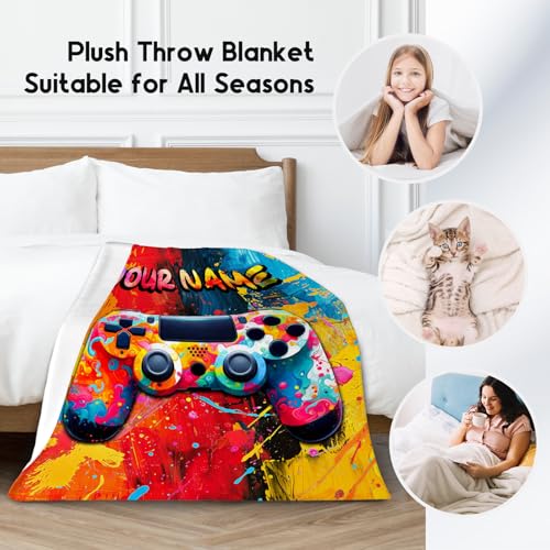 Gamer Blanket for Boys Men - Personalized Blankets Gifts - Cool Soft Cozy Gaming Throw for Bed - 4 Sizes