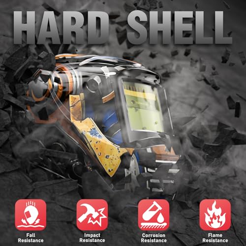 Image of YESWELDER Auto Darkening Welding Helmet, Blue Light Blocking, 1 /1 /1 /1 True Color Solar Powered Welding Hood with 2 Arc Sensors, Wide Shade 3.5 /9-13 Welder Mask for TIG MIG ARC and Grind