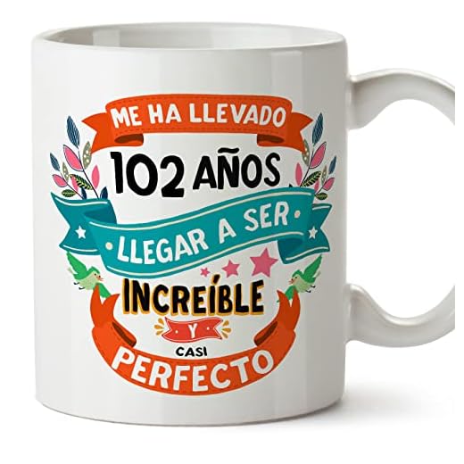 MUGFFINS Tazas 102 Cumpleaños - En Español - Me ha llevado 102 años llegar a ser increíble - 11 oz - Regalo original y divertido
