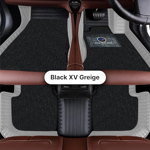 Image of Autofurnish Combination 9D Car Mat Full Set for Maruti Suzuki Dzire 2024 || Luxury Leather Dual-Stitch Full Set 9D Car Floor Mat || 100% Waterproof || Color : Black XV-Greige