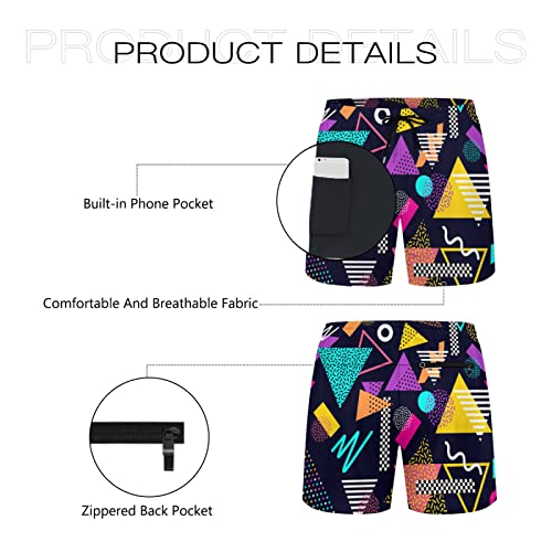 Mens Beach Shorts Quick Dry Swim Trunks with Compression Liner Sports Shorts and Zipper Pocket,80s 90s Swim Shorts3