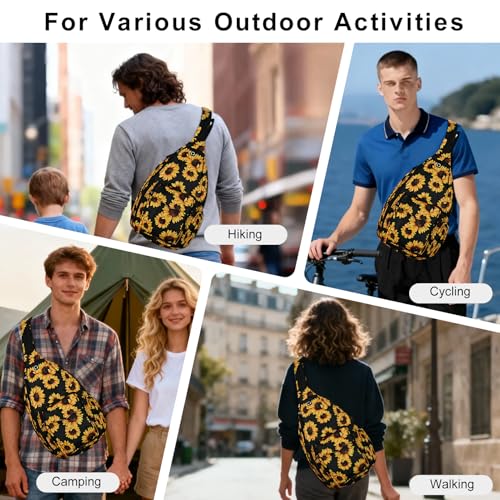 Duryarhall Sling Bag for Women Crossbody Chest Bag Convertible from Left to Right, Water Repellent Gym Backpack, Anit Theft, Sunflower - image 6