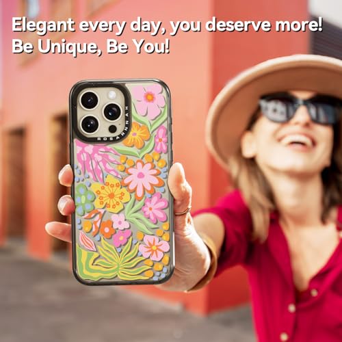 Coque iPhone 15 Pro Max fleur noire antichoc 6,7 pouces