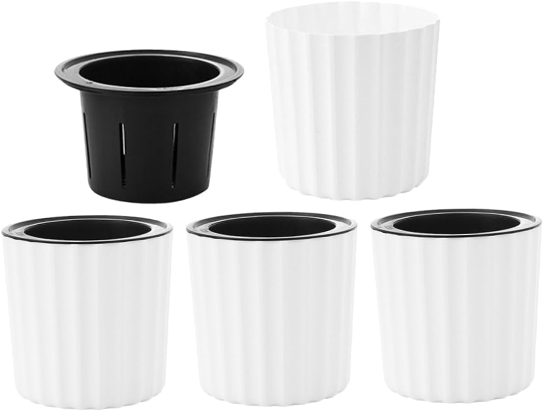 BESPORTBLE 4pcs Self Watering White Orchid Pots Durable Indoor Planters for Flowers Herbs Efficient Hydration System Modern Design for Home Office Gardening Supplies