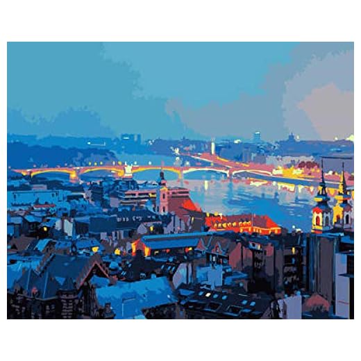 BAIXUEGONGZHU Måla efter siffror för vuxna gör-det-själv neon stad nattvy 40 x 50 cm akrylfärg färg efter nummer hantverkskit för barn vuxna med målardukar och borstar utan ram