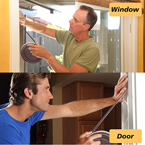 Image of SUNMON Door Seal Strip 10M D Type Door Sound Insulation Self Adhesive Foam Seal Strip for Door and Window Brown