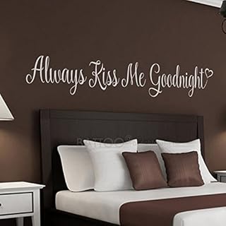 BATTOO Always Kiss Me Goodnight Wall Decal - Vinyl Lettering - Vinyl Wall Decal - Couple Room - Bedroom Ideas - Nursing Room Decor - Wall Sticker(White, 50