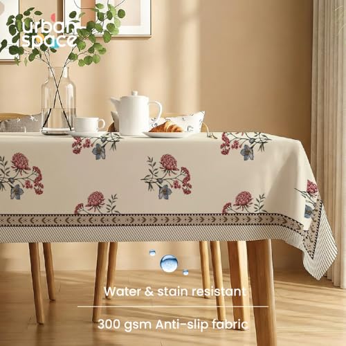 Image of Urban Space Sicilia Table Linen Collection - Premium Water & Stain Resistant Dining Table Cover for 4 Seater, Anti Skid Table Cloth for Center Table (Sunday Garden, 4 Seater 52 inch x 72 inch)