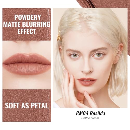 Image of Oulac Nude Matte Lipsticks for Women Set, Silky Velvet Matte Lipstick, Soft Smooth Texture, High Impact Lip Color, Not Dry Lightweight, Infused with Vitamin E, Vegan RM03+04+05