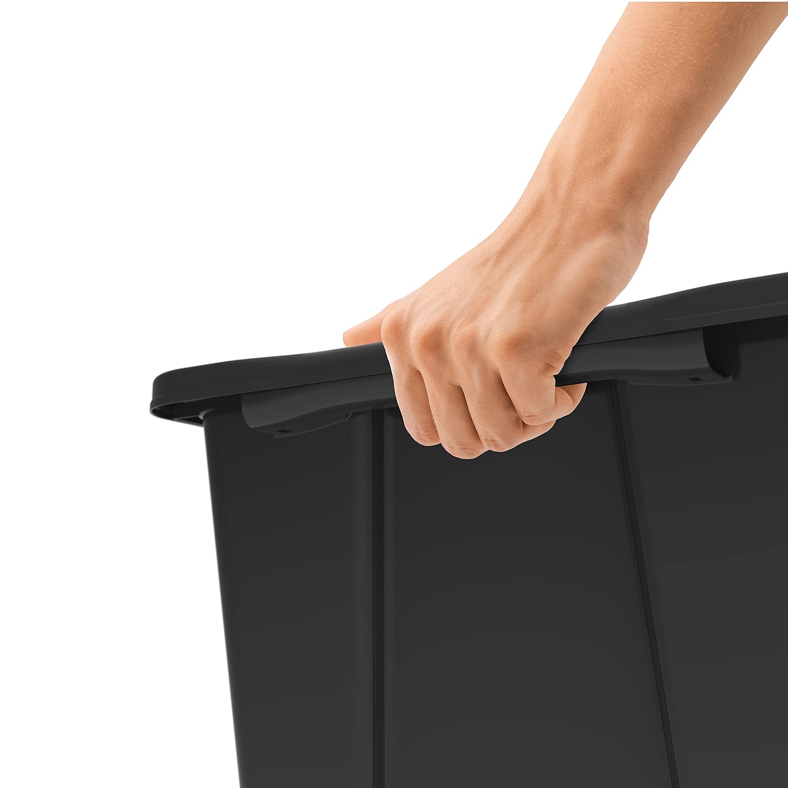 Rotho Evo Easy - Scatola portaoggetti con coperchio, 44 l, in plastica (PP riciclato), 44 l, 58,5 x 39,0 x 27,9 cm, colore: Nero