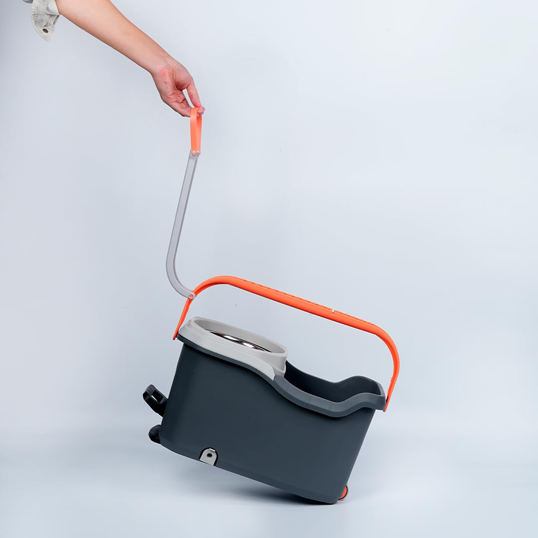 Clim Profesional Cubo Fregado Easy Go Turbo 13L Pedal y Recambio Mopa | Doble Asa, Ruedas, Antisalpicaduras, Compatible Mopas Microfibra, Uso Profesional