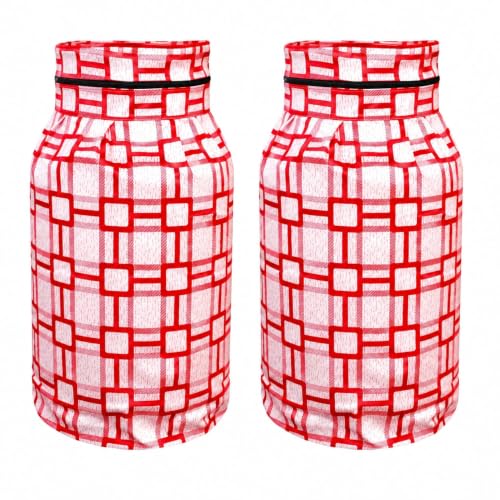 Image of Woah Cotton & PVC Dustproof LPG Gas Cylinder Cover | Stain-Resistant Polyester | Fits Standard Gas (Red Block, Pack of 2)