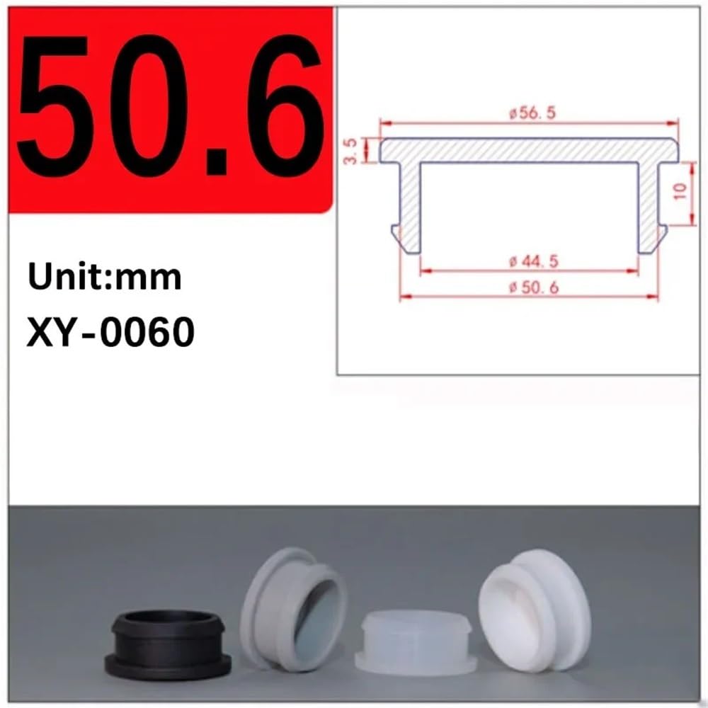Tapas blancas Tapones tipo T Goma de silicona, juntas cónicas a presión for tubo circular 10 piezas(50.6mm)
