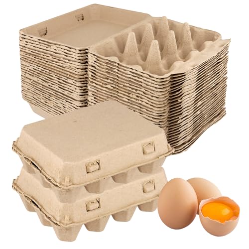 SYUTBOU Lot de 50 boîtes à œufs en carton marron - 19 x 17 x 7 cm - Pour le transport et le stockage des œufs