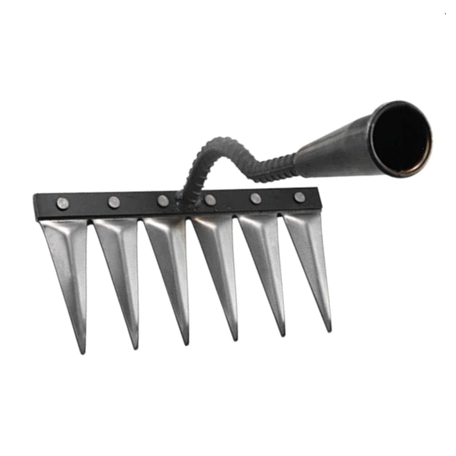 Désherbeur Manuel Multifonctionnel Robuste en Acier, 6 Dents, idéal pour Le Jardinage et Les exploitations agricoles.