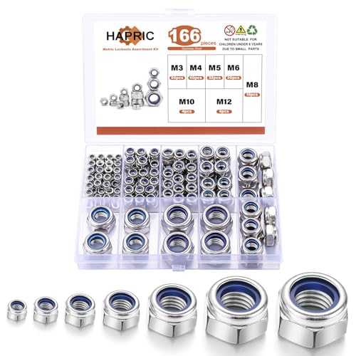 Hapric G2609K-11-N 166 Pcs Metric Locknuts Assortment Kit cover
