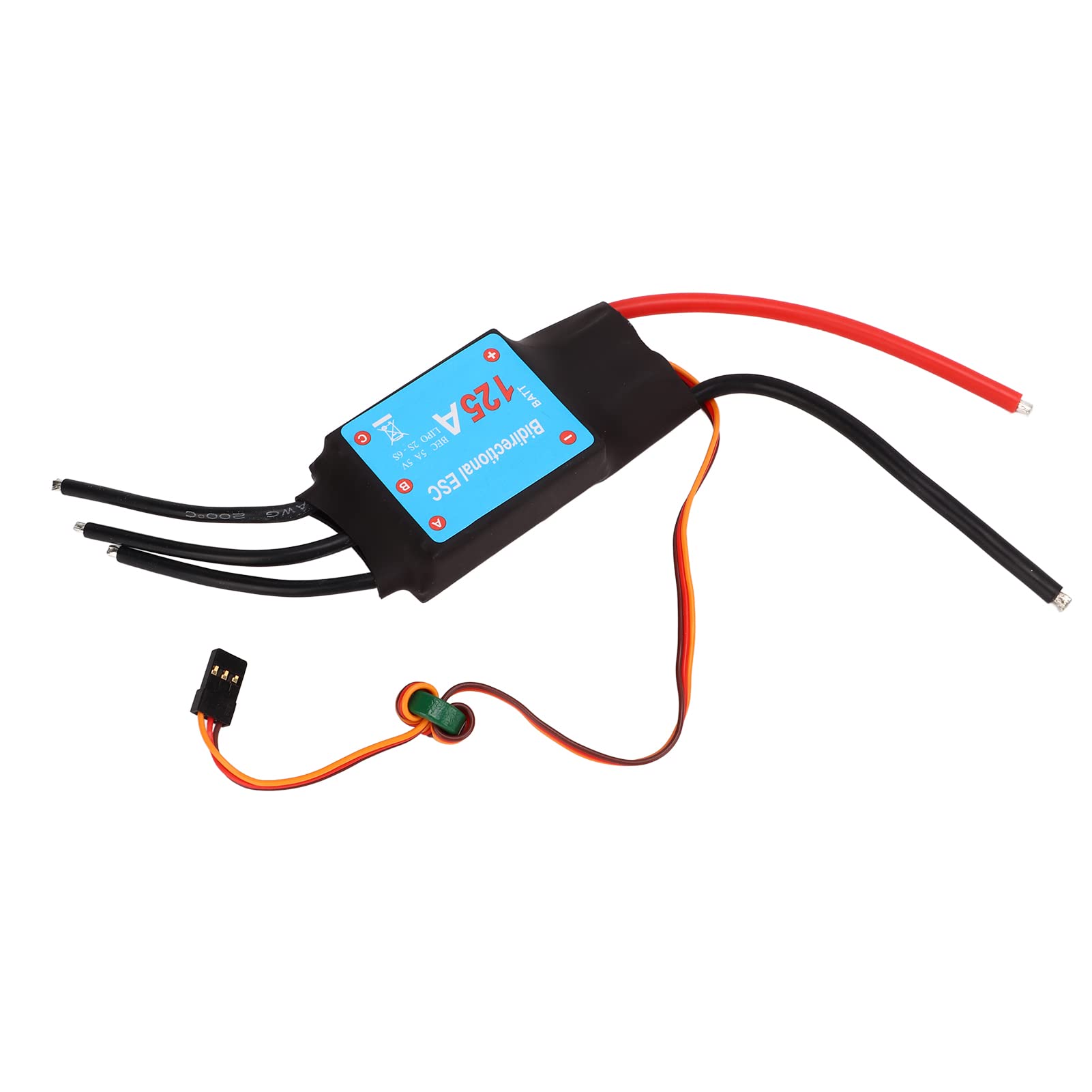 Bezszczotkowy ESC 125A czarny do łodzi RC z dwukierunkowym systemem chłodzenia wodą i obsługą śmigła podwodnego, elektroniczny regulator prędkości do zdalnego sterowania