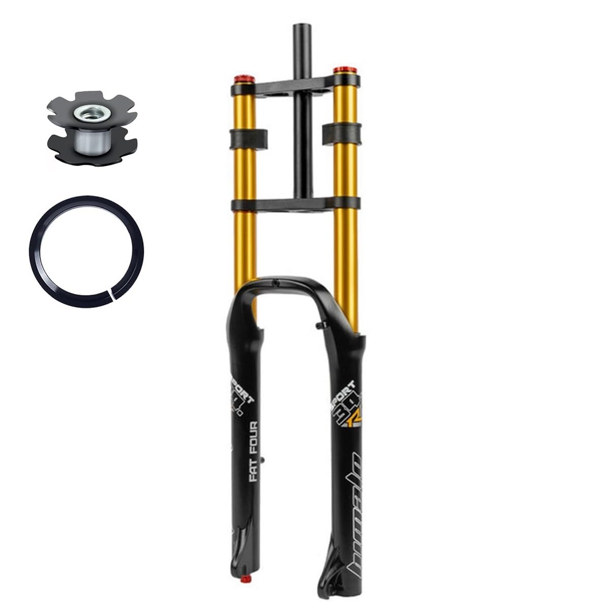 RUJIXU 26 in 4.0 BMX Fat Fork Air Suspension Forks Mountain Bike Disc Brake E-Bike Fork Straight 1-1/8 DH Manual Lockout MTB QR Damping Adjustment 3080g (Color : Gold)