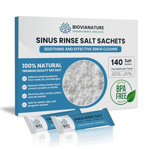 Sinus Rinse Salt Sachets 140-Pack Neti Pot Refills Natural Nose Rinse for Nasal Irrigation and Sinus Congestion Relief