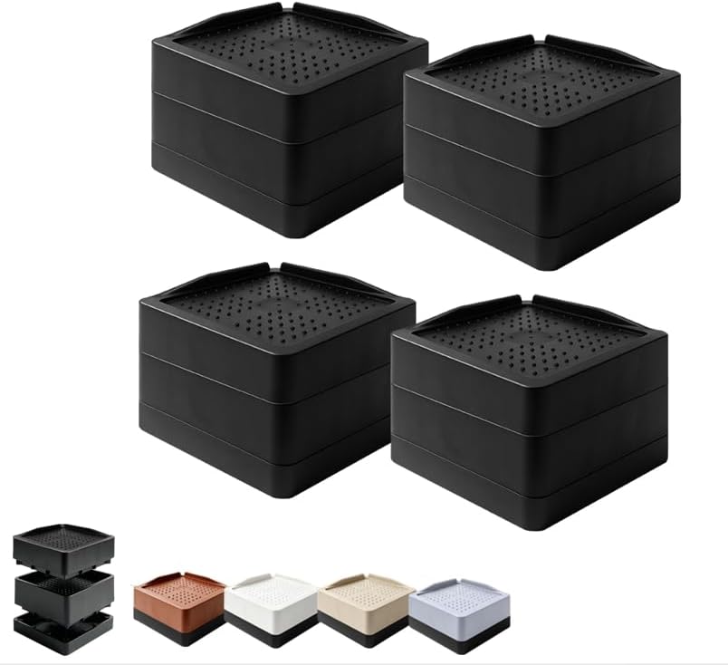 4 Pack Stackable Rectangular Riser Blocks, 1.5 to 4.3 Inch Lift for Treadmill/Bed/Desk/Sofa/Fridge/Washer/and More, Heavy Duty Support 4000 Lbs, for Home and Gym Use