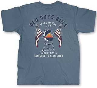 OLD GUYS RULE Men's Graphic T-Shirt, American BBQ - 4th of July, Memorial Day, Veteran's Day - Patriotic Tee for Grillmasters