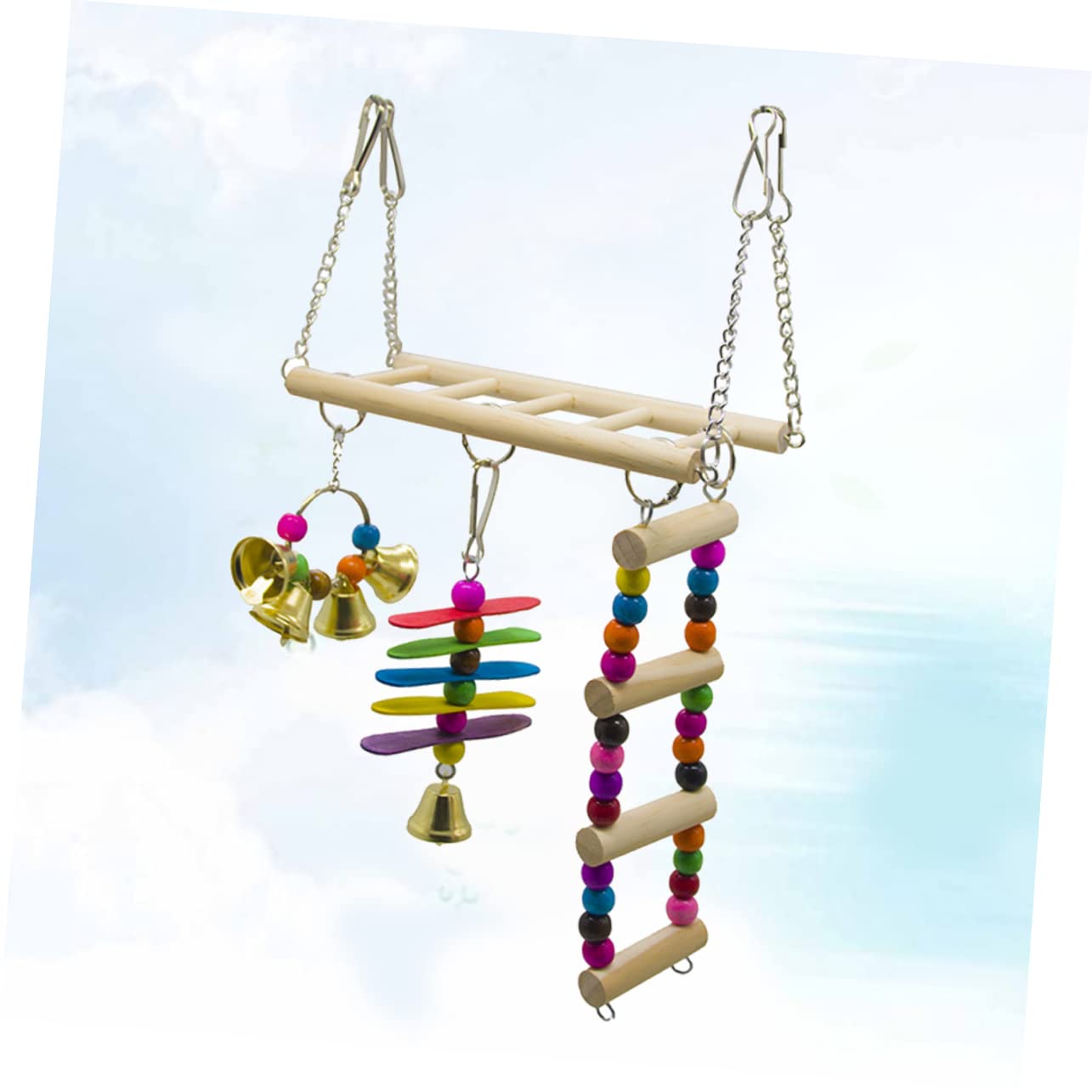 Happyyami 3piezas Escalera De Juguete para Aves Juego De Puente Colgante y Columpio para Periquitos Accesorios para Jaula De Aves para Escalar y Jugar