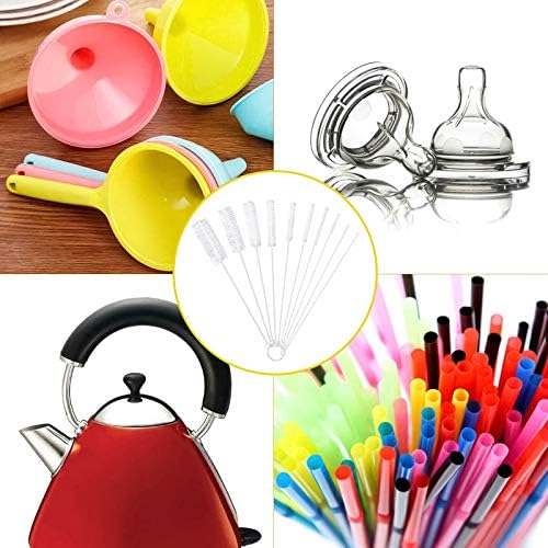 10pcs Nylon Tube Brushes for Cleaning Long Bottle Cleaning Brush Long Handle Bottle Brush Set Kettle Spout Brush Small Pipe Cleaning Brushes for Washing Narrow Neck Teapot Nozzle Drinking Straws