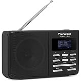 TechniSat Digitradio 210 portables Internetradio (DAB+, UKW, zweizeiliges LCD-Display, Teleskopantenne, Kopfhöreranschluss, Favoritenspeicher; Netz- oder Batteriebetrieb) schwarz