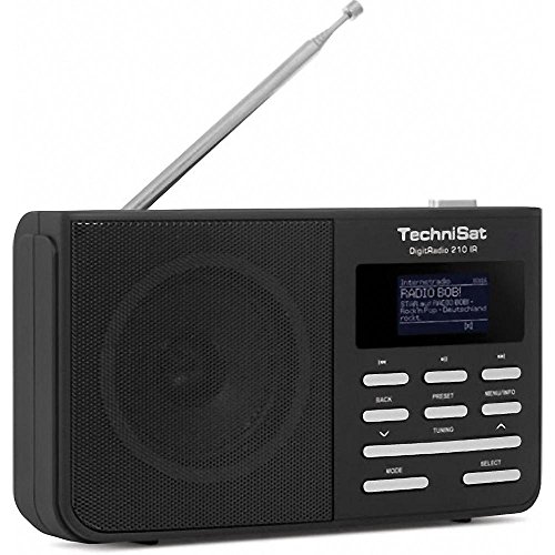 TechniSat Digitradio 210 portables Internetradio (DAB+, UKW, zweizeiliges LCD-Display, Teleskopantenne, Kopfhöreranschluss, Favoritenspeicher; Netz- oder Batteriebetrieb) schwarz