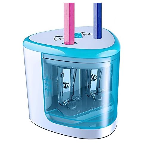 Tihoo Double Hole Electric Pencil Sharpener Blue Cover