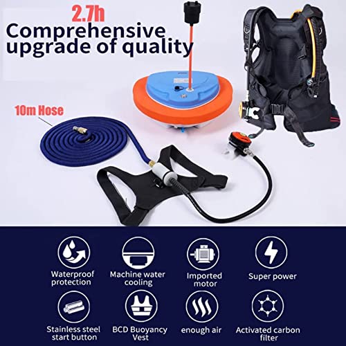 5 Hours Scuba Diving Ventilator System With Mask Mount, Diving Equipment Diving Toys Floating Air Pump/Tank With 10M Telescopic Pipe & Breathing Regulator 57 Liters/Min For Underwater Snorkeling (5H) #TOP5