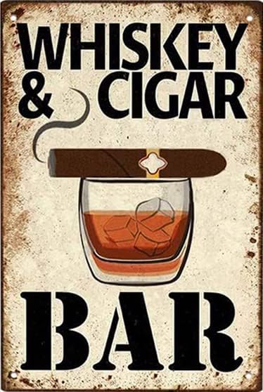 Letrero de metal vintage para decoración de whisky y barra de cigarros, pub, bar, restaurante, cafetería, decoración de pared de 5.5 x 8 pulgadas