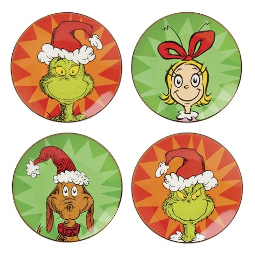 Lenox Grinchmas Christmas Tidbit Plates Dessert Plate Set for 4