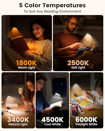 Glocusent 20 LED Reading Lights for Books in Bed, Eye Caring Reading Light - image 4