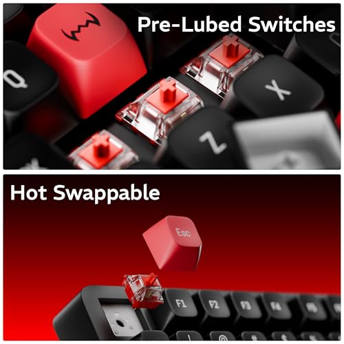 daWg Highkey 718 75% Wireless Mechanical Keyboard, Red Black+Red - Image 6