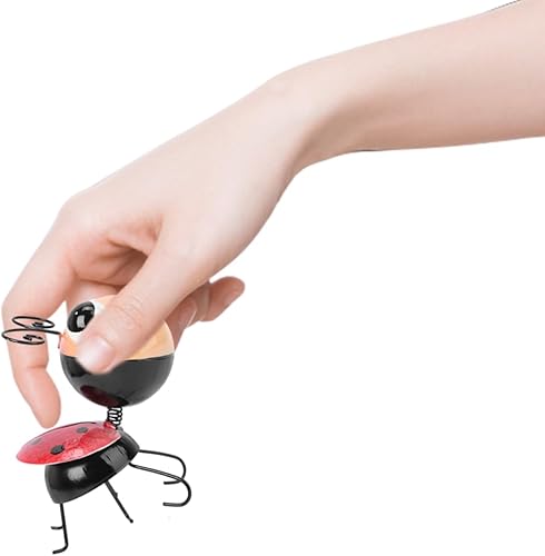 Miniatura 3 de Yardwe Decoración de jardín de metal para exteriores, lindas mariquitas para patio, césped, estatuas de mariquita, decoraciones al aire libre para