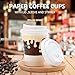 Tamone 48 PACK 16OZ Disposable Coffee Cups with Lids, Sleeves and Stirrers, Pink and Brown 16OZ Paper Cups To Go Coffee Cups with Lids Leak Proof, White Paper Cups for Cold/Hot Beverage Chocolate