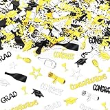 JULBEAR Graduation Confetti, Class of 2026 Party Supplies Black Gold Silver Decorations Confetti Congrats Grad Table Centerpiece for 2026 Graduation Party Kindergarten College School Decor