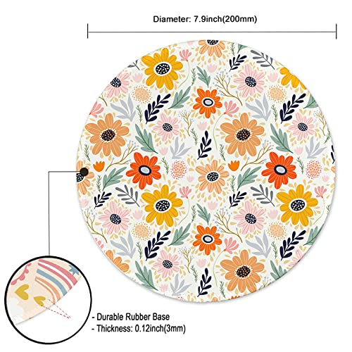 Mouse Pad,Anti Slip Rubber Round Mousepads Desktop Notebook Mouse Mat With Stitched Edge For Working And Gaming (Adorable Flower) #TOP3