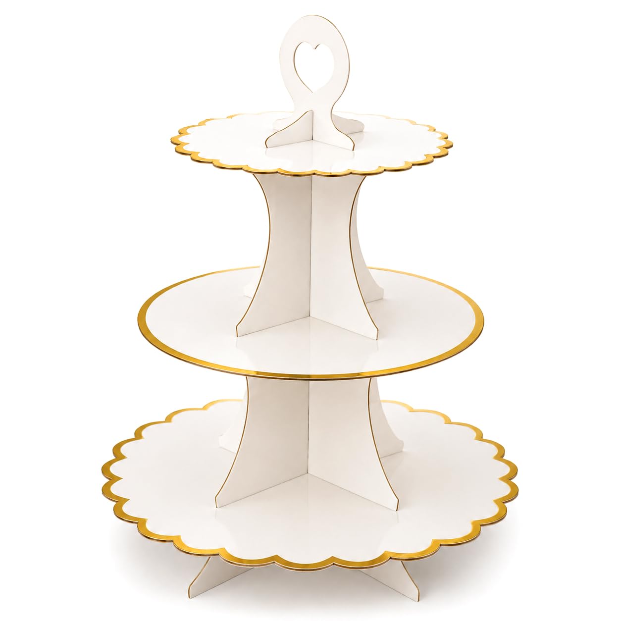 Tumtanm 3-Tier Cardboard Cupcake Stand, Disposable Cupcake Display Tower Stand for Holiday Wedding Birthday Party White