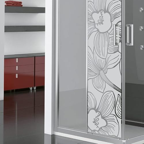 Ambiance Sticker Anti-Blackout Window Film – Self-Adhesive Privacy Screen for Glass and Shower Door | Orchid Flower – H55 x L185 cm