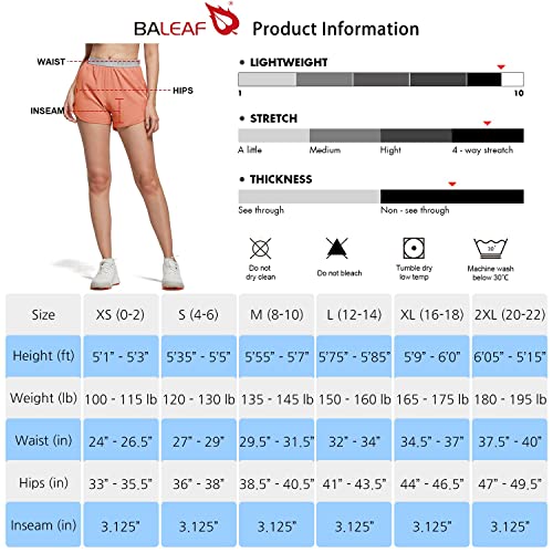 BALEAF Short feminino atlético para academia, tênis com bolsos para corrida, treino, 7,6 cm, Coral q