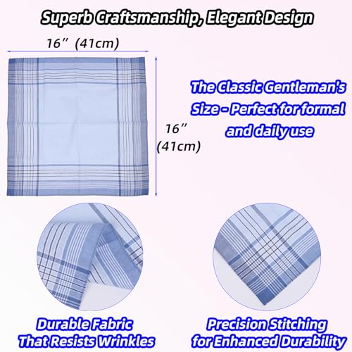 Image of 100% Pure Cotton Handkerchiefs for Men - nearly 16x16 Inch, Classic Style, Aggressively Absorbing & Machine Washable, 4 Floral Design x 3 Colors Each -12 Pcs Premium Pocket Squares for Men
