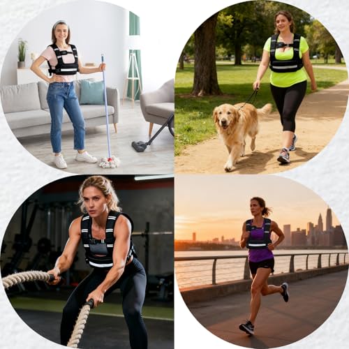 Image of Adjustable Weighted Vest for Women, 6-12lb U-Shaped Weight Vest for Walking | Ruck Vest with 6 Iron Sand Bags & Plus Pocket and Adjustable Chest Buckle Strap for Running, Cardio & Strength Training