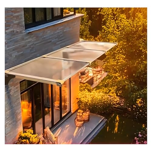 Toldo de puerta para entrada y ventana, toldo de policarbonato con soporte de aluminio, protección al aire libre para porche, patio y terraza, impermeable y a prueba de nieve (150 x 250 cm)