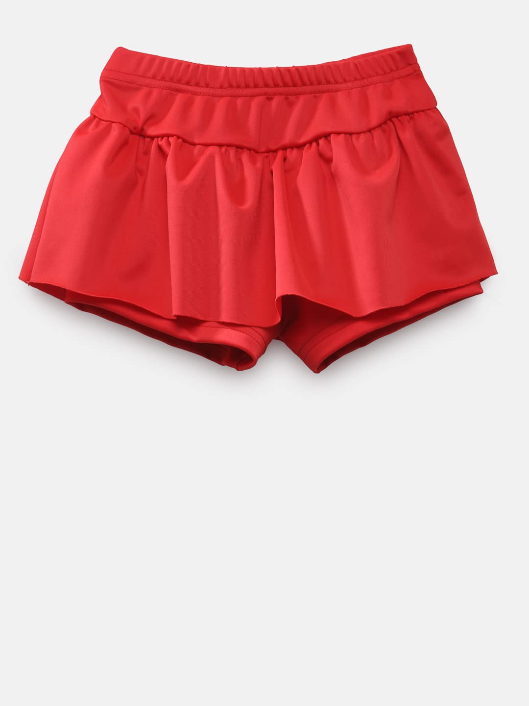 CUKOO Girls' Red 2-Piece Swimsuit, Ruffled Strappy Top with Flared Shorts, Stylish & Comfy Swimwear for Beach & Pool. 2